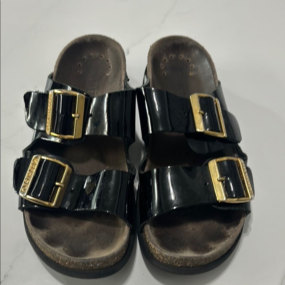 Mephisto gold buckle sandals